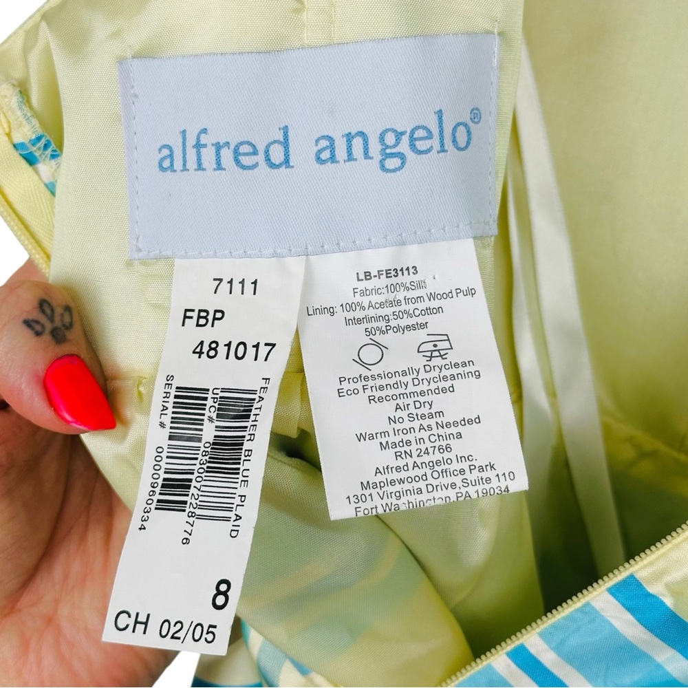 Alfred Angelo Y2K Plaid Silk Sweatheart Neckline Picnic Formal Mini Dress 8 - Picture 7 of 8